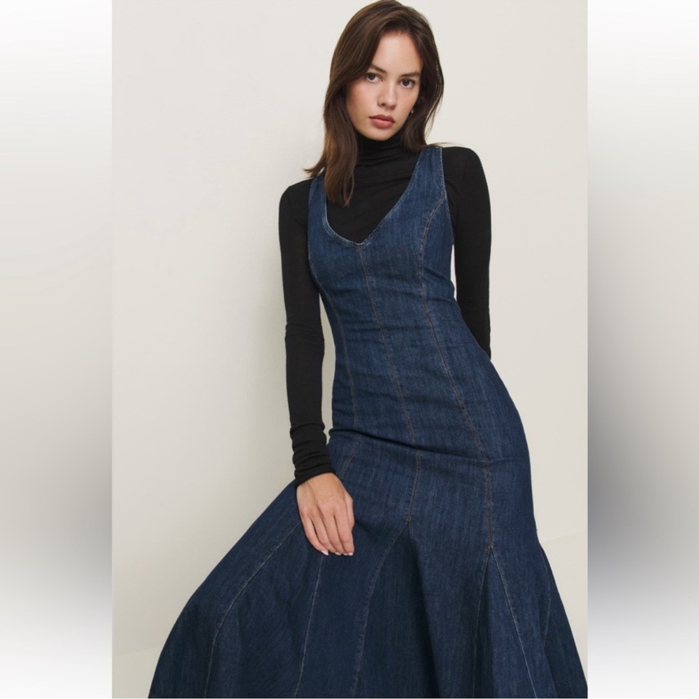 Reformation Serafina Denim Midi Dress NWT - Picture 11 of 11
